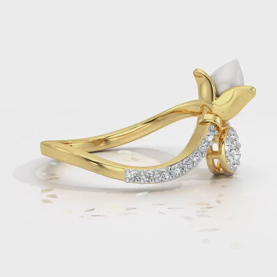 Lotus n Bud Silver Ring - Yellow Gold Video