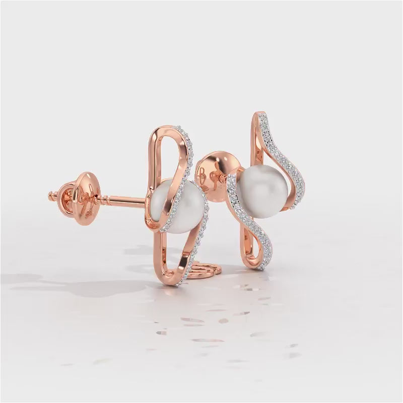 Vibe Silver Pearl Earrings - Rose Gold Video