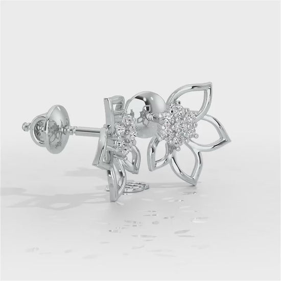 Majestic Melody Silver Stud Earrings - White Gold Video