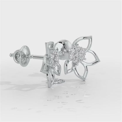 Majestic Melody Silver Stud Earrings - White Gold Video