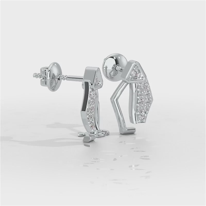 Sprakling Key Silver Earrings - White Gold Video
