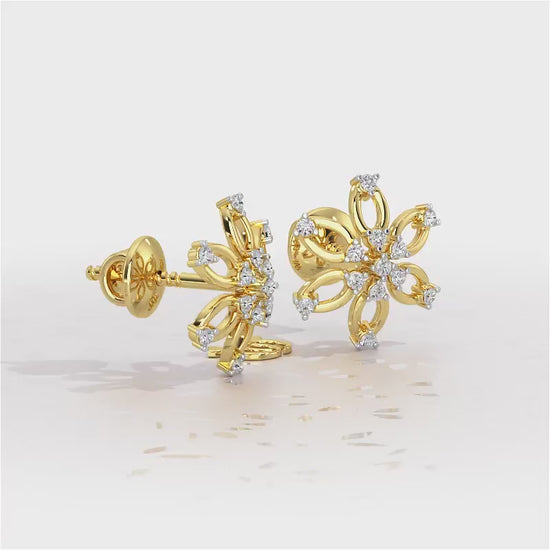 Mystic Flower Silver Earrings - Yellow Gold Video