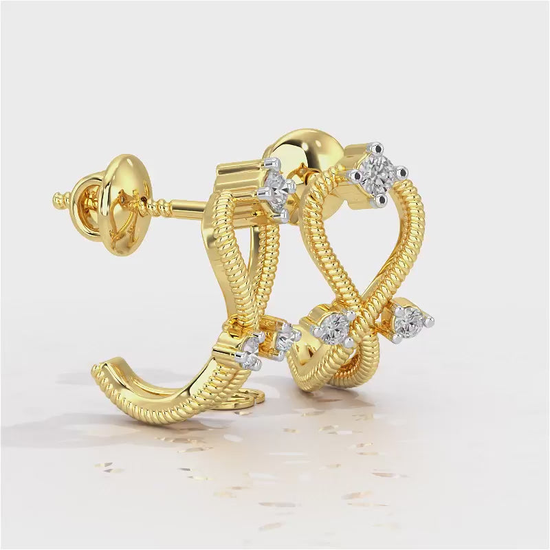 Twisted Heart Silver Bali Earrings - Yellow Gold Video