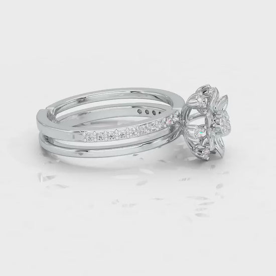 Cross Lattice Silver Ring - White Gold Video