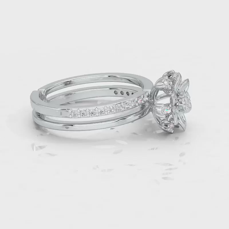 Cross Lattice Silver Ring - White Gold Video