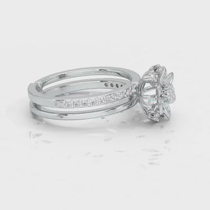 Cross Lattice Silver Ring - White Gold Video