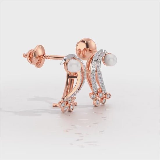 Flora-Tide Silver Pearl Earrings - Rose Gold Video