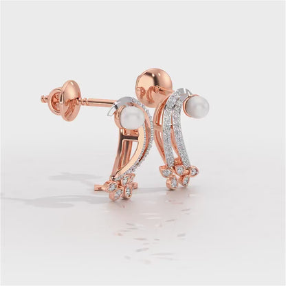 Flora-Tide Silver Pearl Earrings - Rose Gold Video