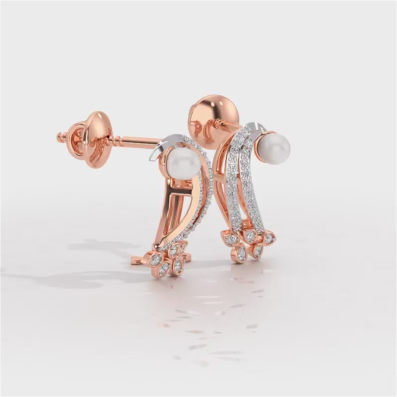 Flora-Tide Silver Pearl Earrings - Rose Gold Video