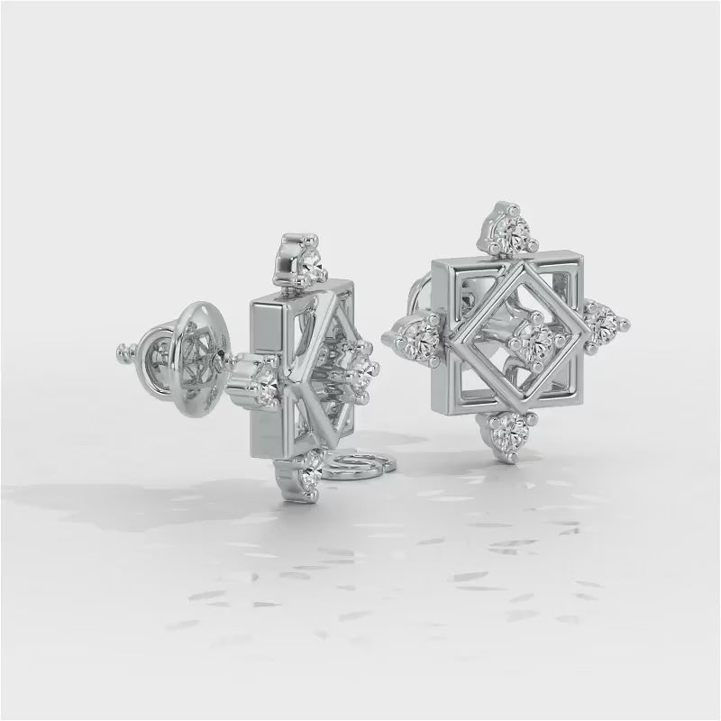 Mandala Silver Earrings - White Gold Video