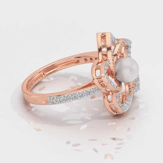 Pole Star Silver Pearl Ring - Rose Gold Video