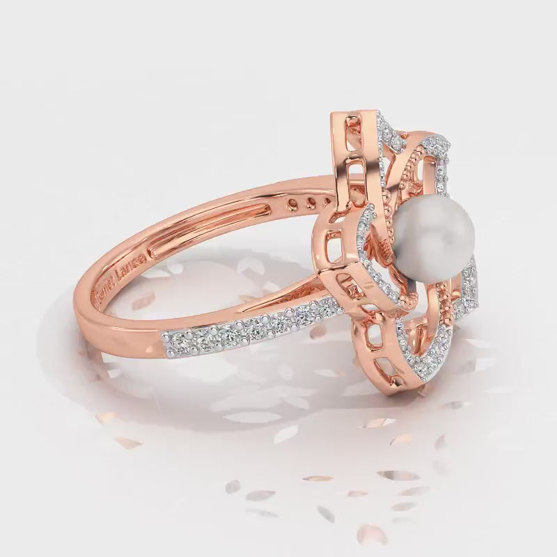 Pole Star Silver Pearl Ring - Rose Gold Video
