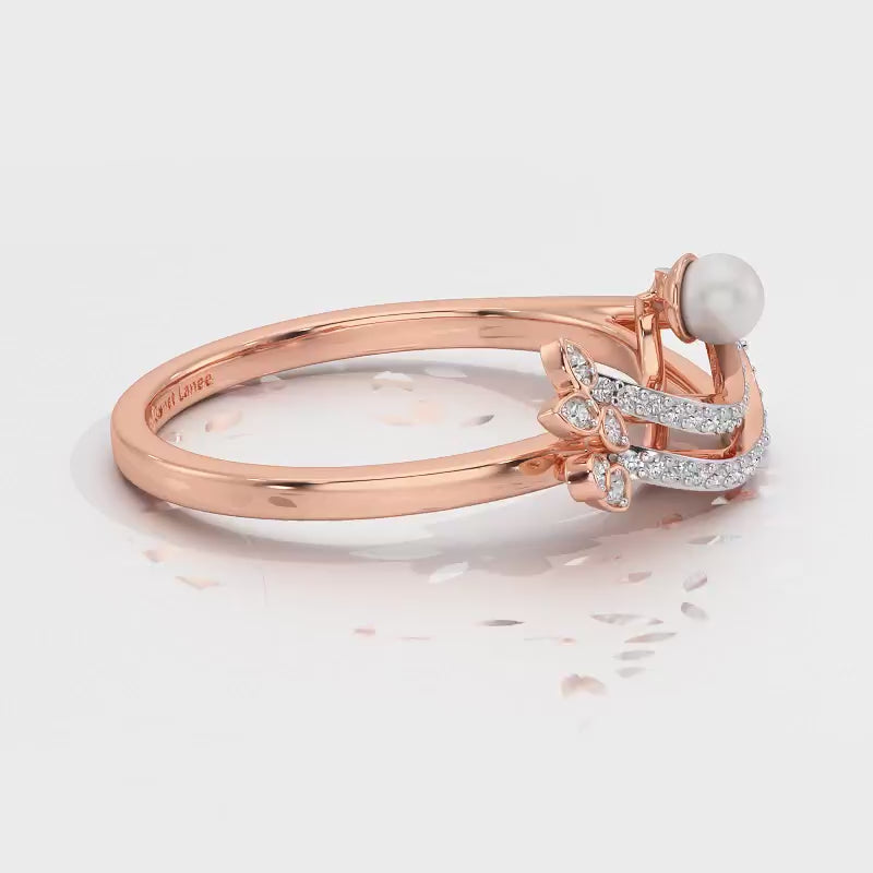 Flora-Tide Silver Pearl Ring - Rose Gold Video