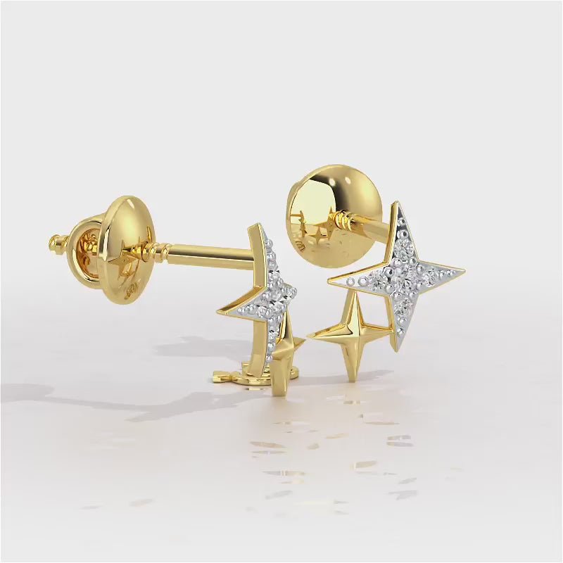 Enchanting Eternity Silver Stud Earrings - Yellow Gold Video