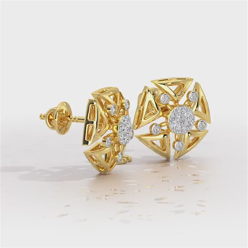 Blitz Bloom Silver Earrings - Yellow Gold Video