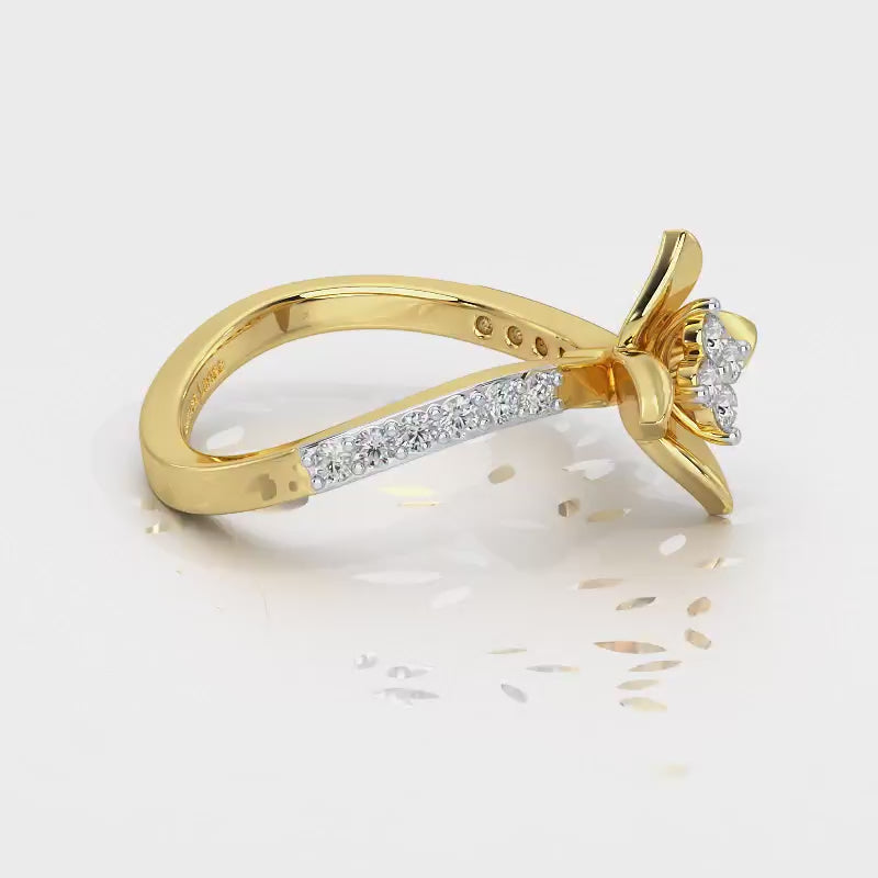 Rustic Bloom Silver Ring - Yellow Gold Video