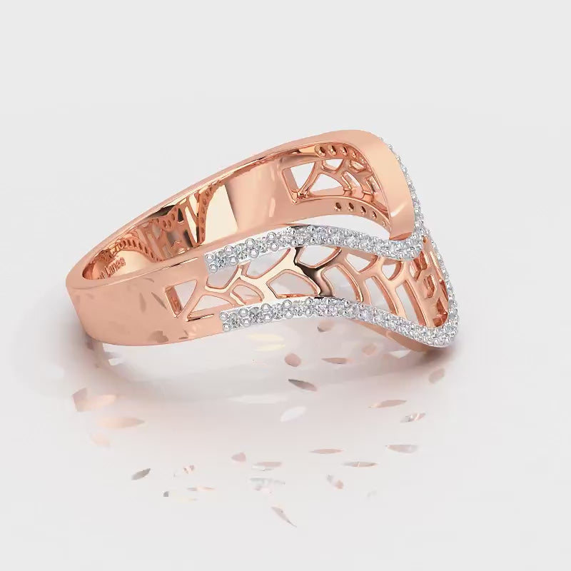 Wave Down Silver Ring - Rose Gold Video