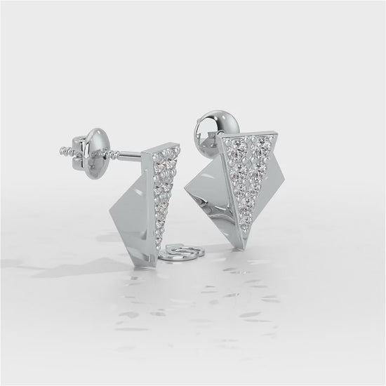 Pointed Shine Silver Earrings - White Gold Video