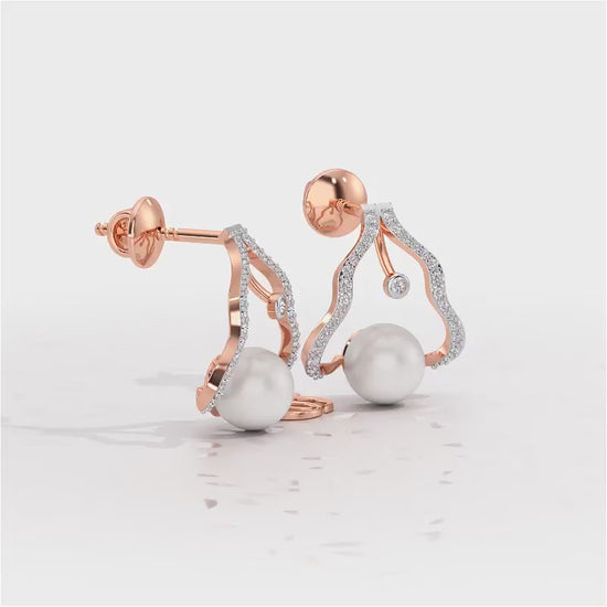 Glad Silver Pearl Earrings - Rose Gold Video