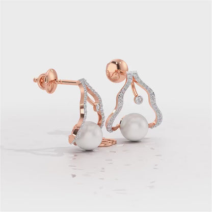 Glad Silver Pearl Earrings - Rose Gold Video