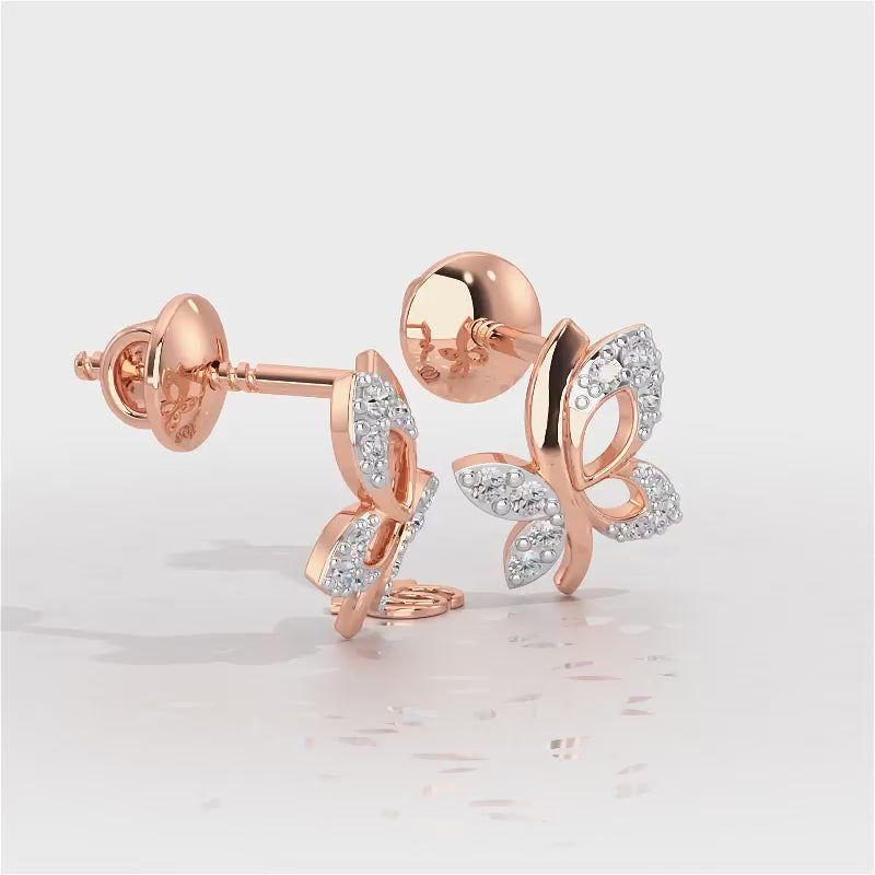 Regal Brilliance Silver Stud Earrings - Rose Gold Video