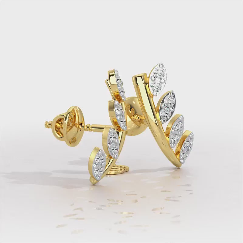 Royal Remembrance Silver Stud Earrings - Yellow Gold Video