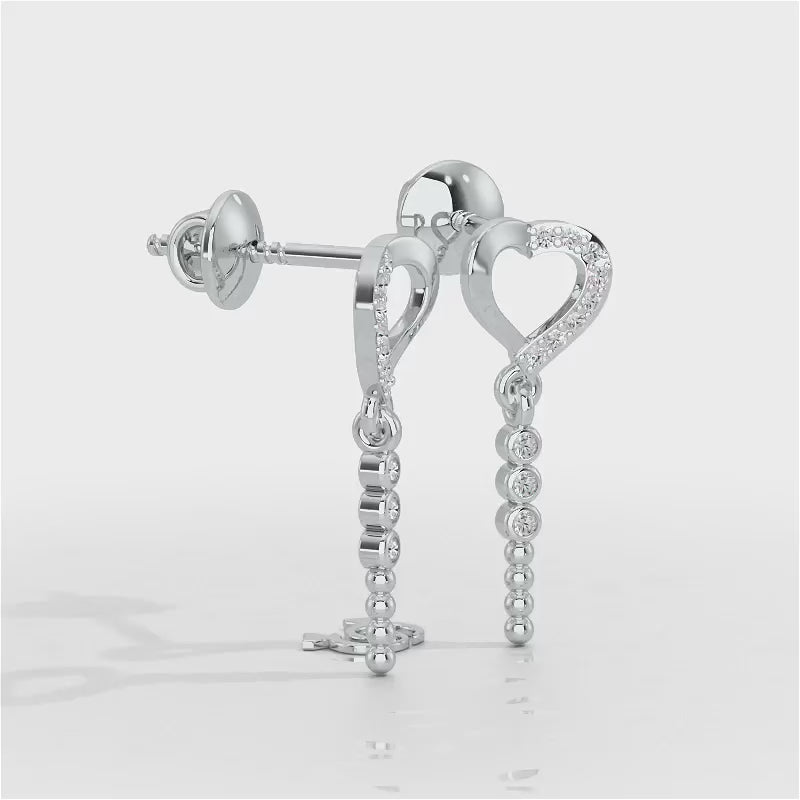 Magnificent Heart Silver Stud Earrings - White Gold Video