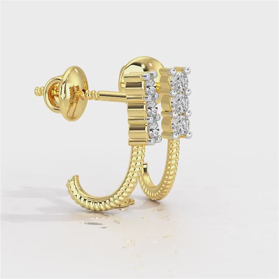 Simple Silver Bali Earrings - Yellow Gold Video
