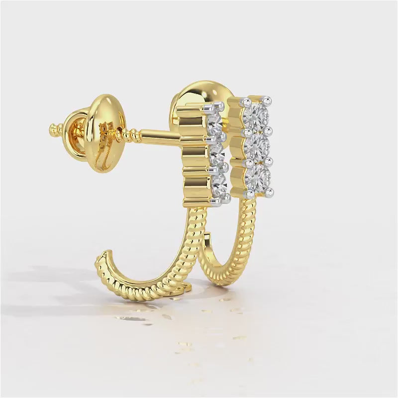 Simple Silver Bali Earrings - Yellow Gold Video