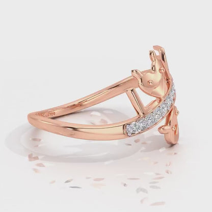 Smiley Heart Silver Ring - Rose Gold Video