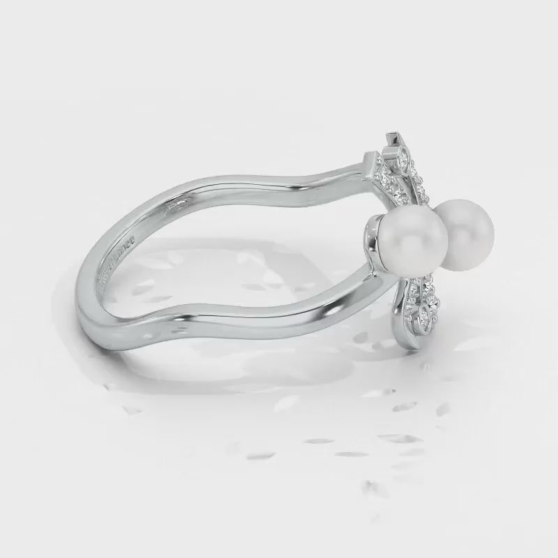 Subtle Silver Pearl Ring - White Gold Video