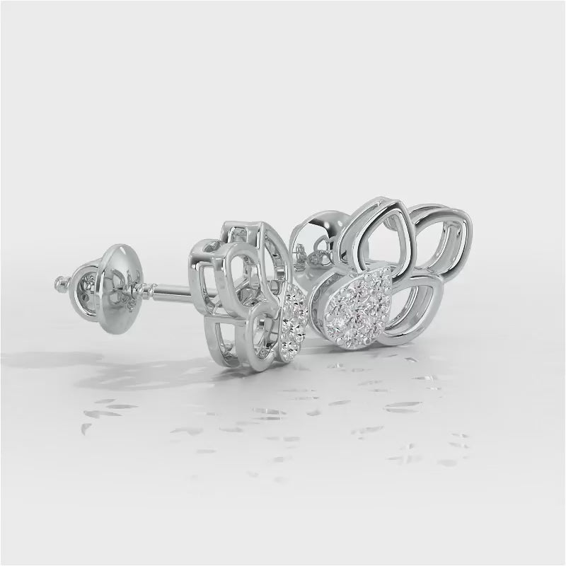 Ethereal Emotions Silver Stud Earrings - White Gold Video