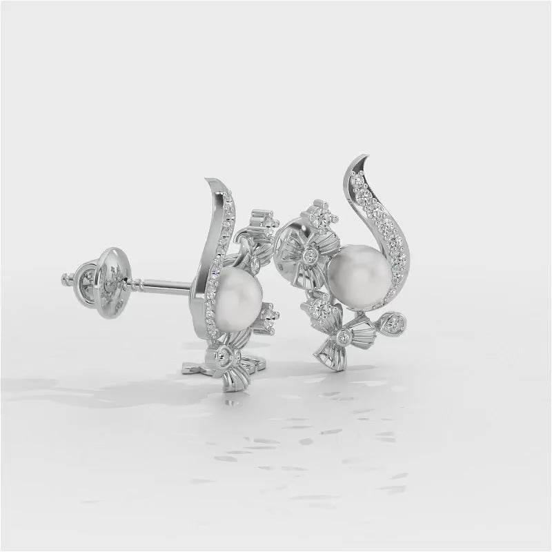 Light Silver Pearl Earrings - White Gold Video