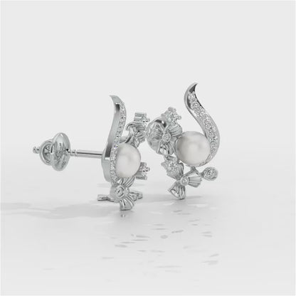 Light Silver Pearl Earrings - White Gold Video