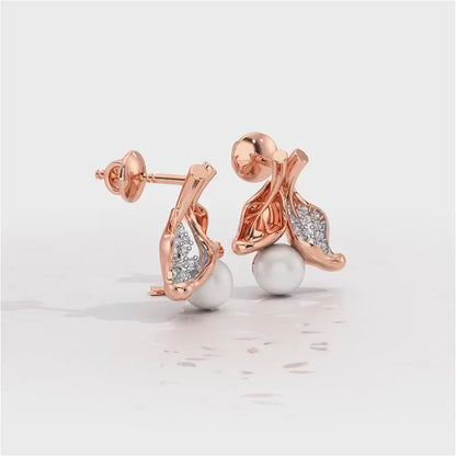 Chlorophyll Silver Pearl Earrings - Rose Gold Video