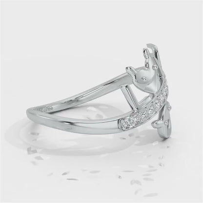 Smiley Heart Silver Ring - White Gold Video