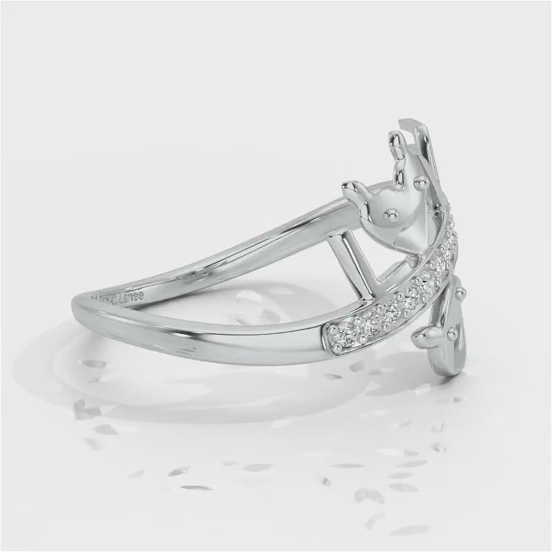 Smiley Heart Silver Ring - White Gold Video