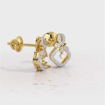Blissfly Silver Pearl Earrings - Yellow Gold Video
