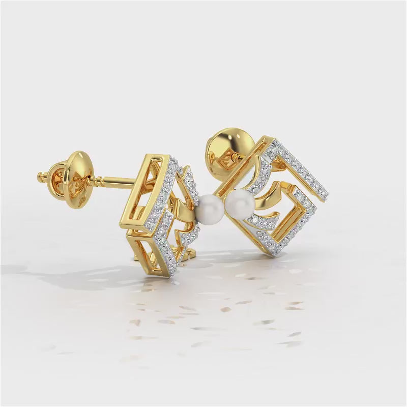 Spinguard Silver Pearl Earrings - Yellow Gold Video