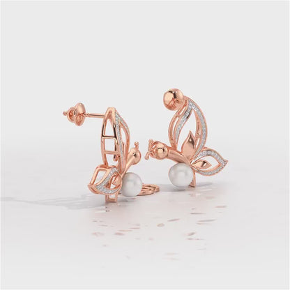 Winged Silver Pearl Earrings - Rose Gold Video