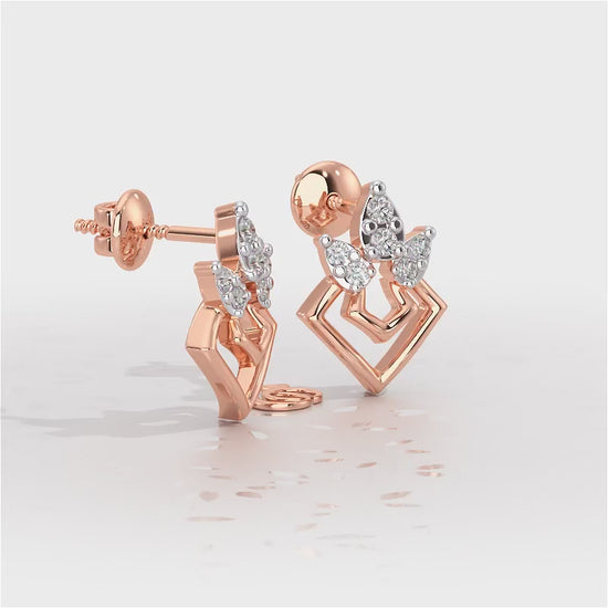 Crescent Shine Silver Earrings - Rose Gold Video