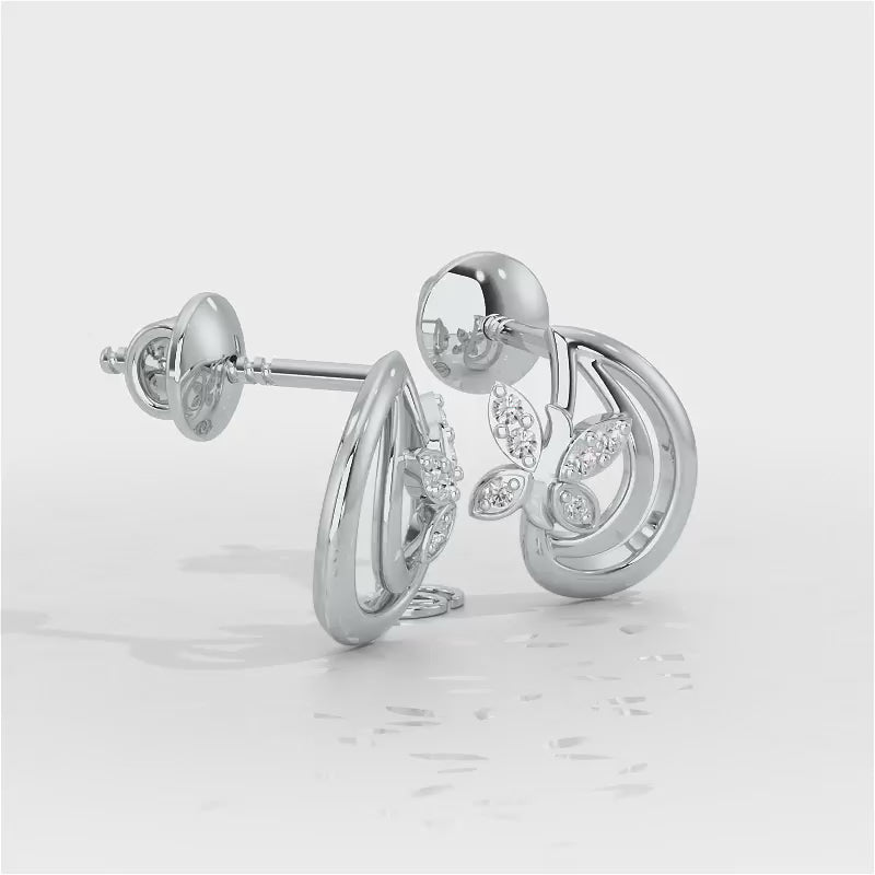 Radiant Reverence Silver Stud Earrings - White Gold Video
