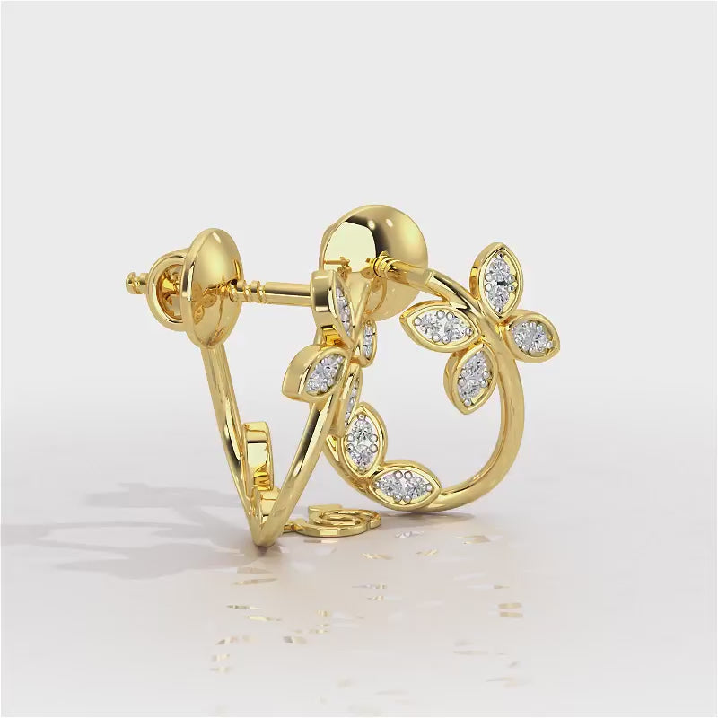 Celestial Captivation Silver Stud Earrings - Yellow Gold Video