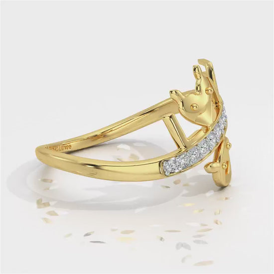 Smiley Heart Silver Ring - Yellow Gold Video