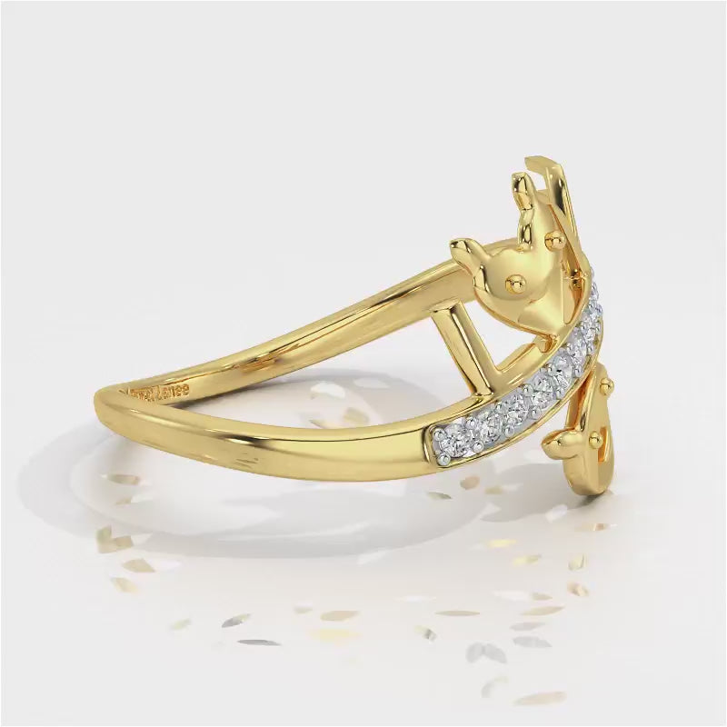 Smiley Heart Silver Ring - Yellow Gold Video