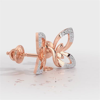 Opulent Flight Silver Stud Earrings - Rose Gold Video