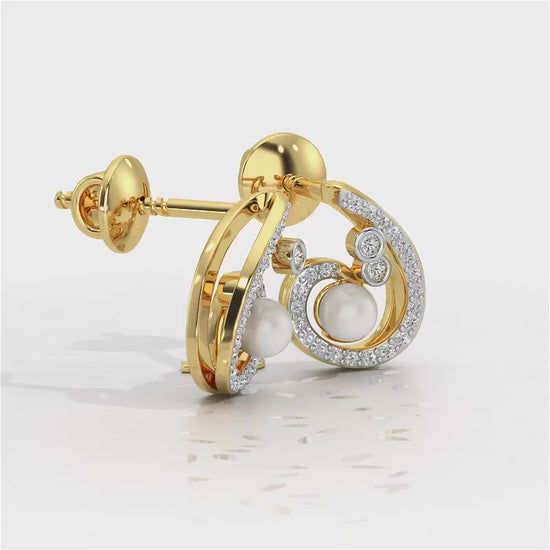 Spin-in Silver Pearl Earrings - Yellow Gold Video