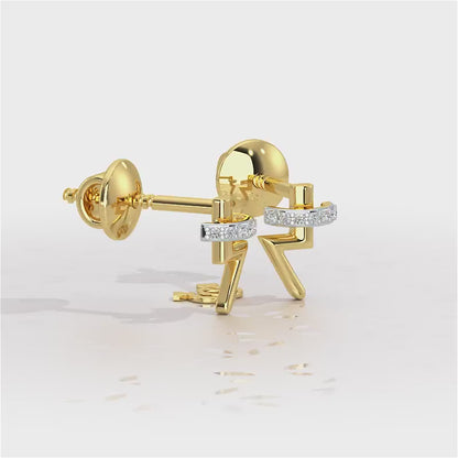 Shimmering Bolt Silver Stud Earrings - Yellow Gold Video