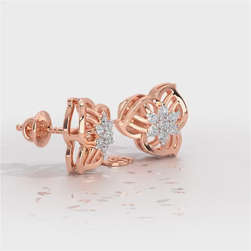 Fan Bloom Silver Earrings - Rose Gold Video