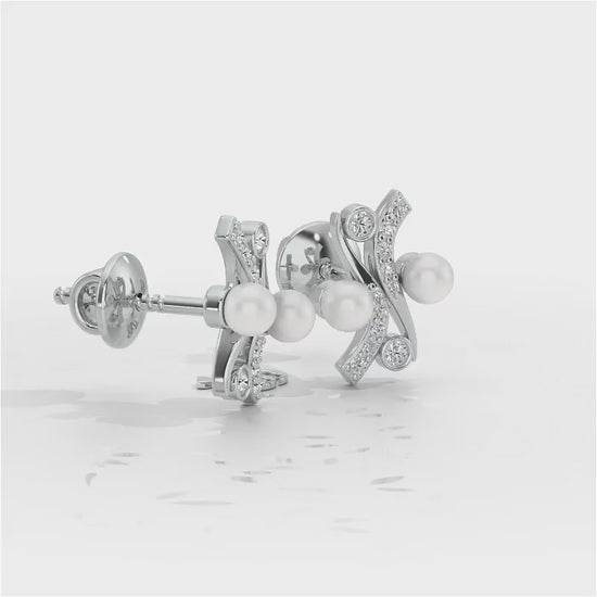 Subtle Silver Pearl Earrings - White Gold Video